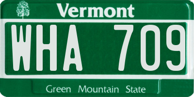 VT license plate WHA709