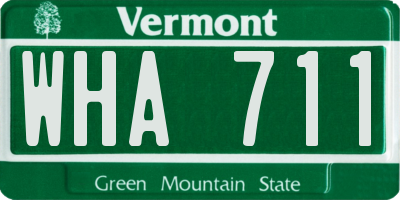 VT license plate WHA711