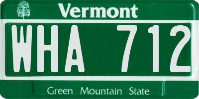 VT license plate WHA712