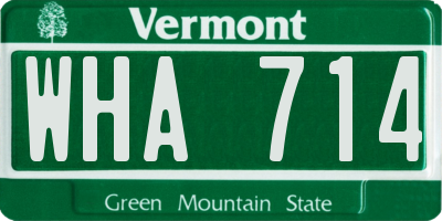 VT license plate WHA714