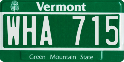 VT license plate WHA715