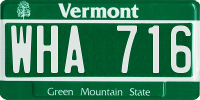 VT license plate WHA716