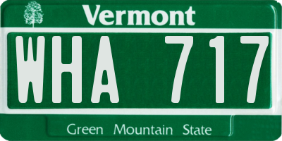 VT license plate WHA717
