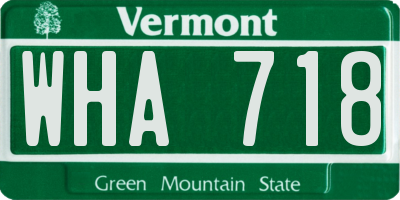 VT license plate WHA718