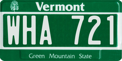 VT license plate WHA721