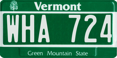 VT license plate WHA724