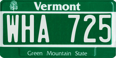 VT license plate WHA725