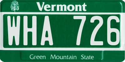 VT license plate WHA726