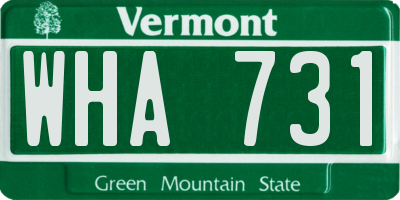 VT license plate WHA731