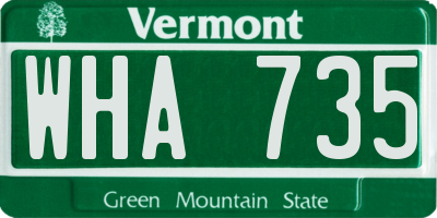 VT license plate WHA735