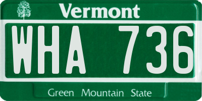 VT license plate WHA736