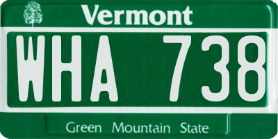 VT license plate WHA738