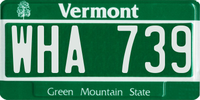 VT license plate WHA739