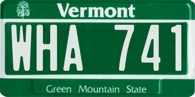 VT license plate WHA741