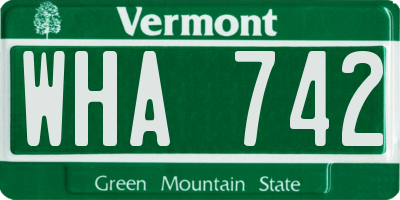 VT license plate WHA742