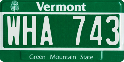 VT license plate WHA743