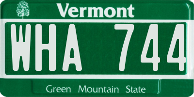 VT license plate WHA744
