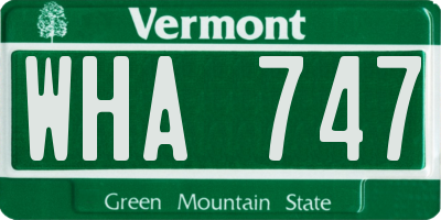 VT license plate WHA747