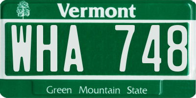 VT license plate WHA748