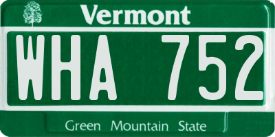 VT license plate WHA752