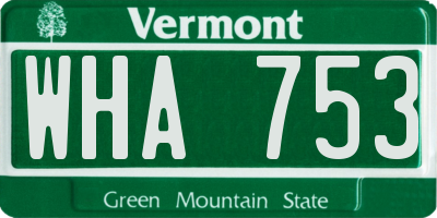 VT license plate WHA753