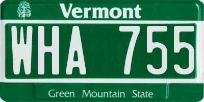 VT license plate WHA755