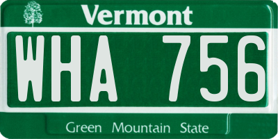 VT license plate WHA756