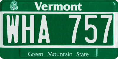 VT license plate WHA757