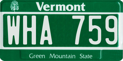 VT license plate WHA759