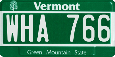 VT license plate WHA766