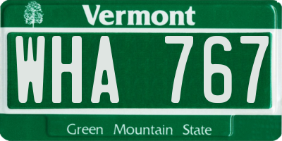 VT license plate WHA767