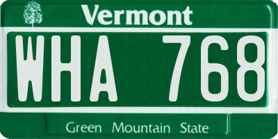 VT license plate WHA768