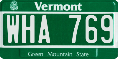 VT license plate WHA769