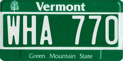 VT license plate WHA770