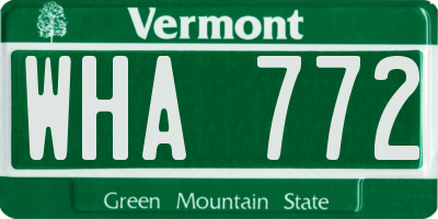 VT license plate WHA772