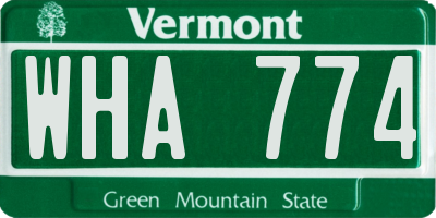 VT license plate WHA774