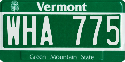 VT license plate WHA775