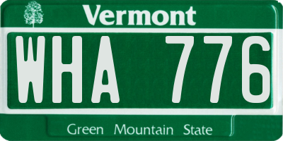 VT license plate WHA776
