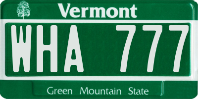 VT license plate WHA777