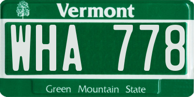 VT license plate WHA778