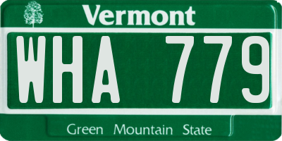 VT license plate WHA779