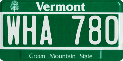 VT license plate WHA780