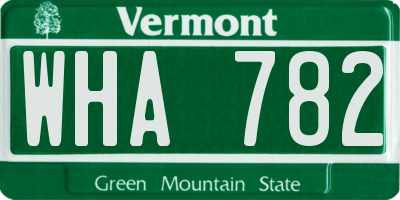 VT license plate WHA782