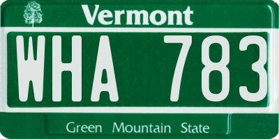 VT license plate WHA783