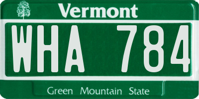 VT license plate WHA784