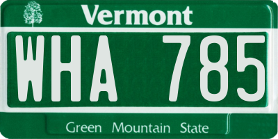 VT license plate WHA785