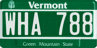 VT license plate WHA788