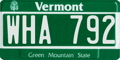 VT license plate WHA792