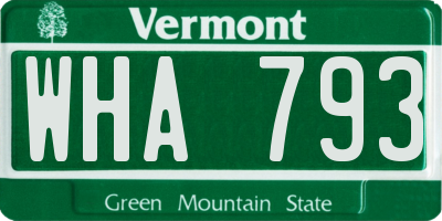 VT license plate WHA793