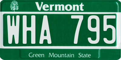VT license plate WHA795